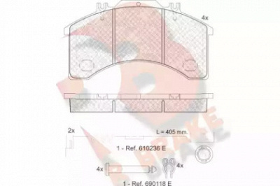 R BRAKE rb1042110 -  Комплект тормозных колодок, дисковый тормоз